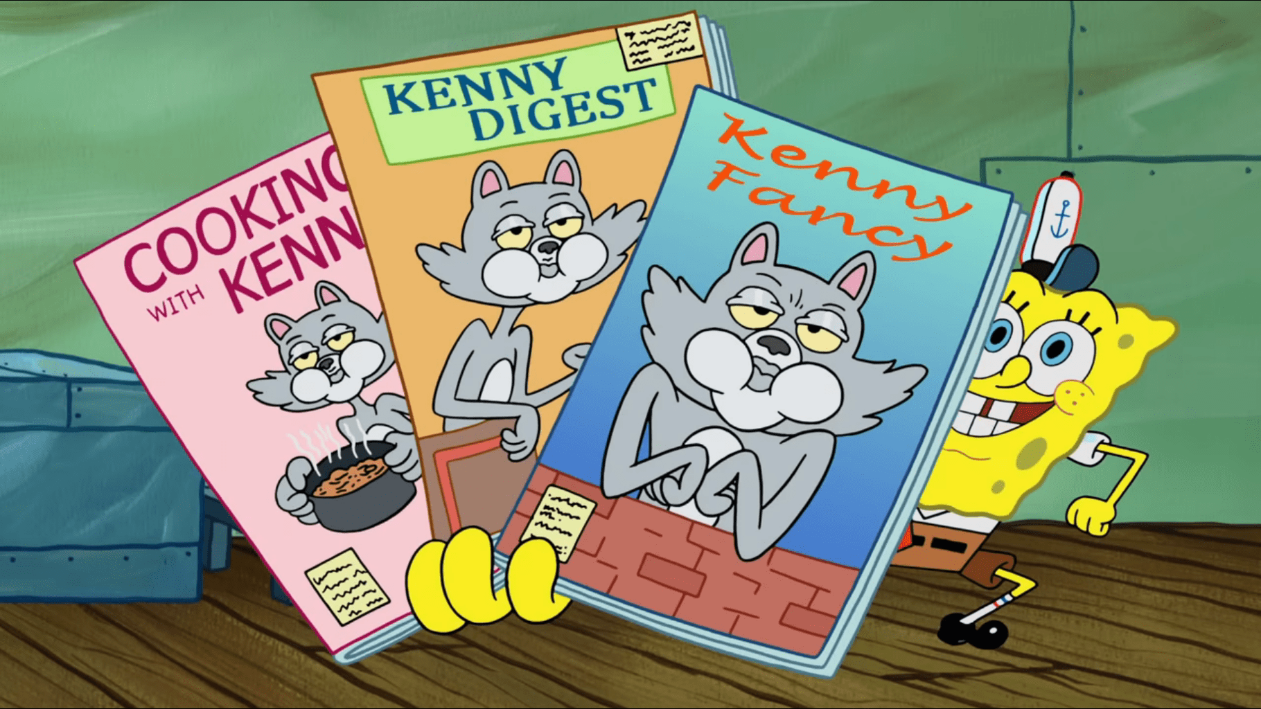 spongebob's collection of kenny magazines