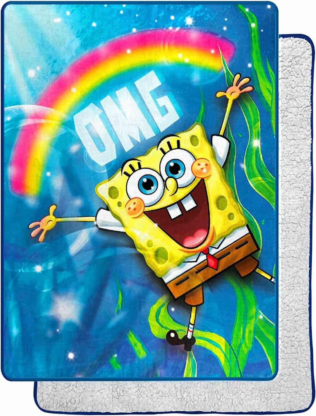 Northwest Spongebob OMG Oversized Silk Touch Sherpa Throw Blanket