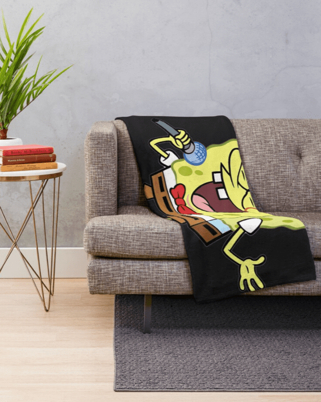 spongebob singing funny meme sticker Throw Blanket