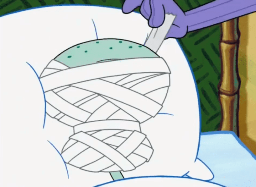 Doctor tries to Remove Squidward’s Bandages