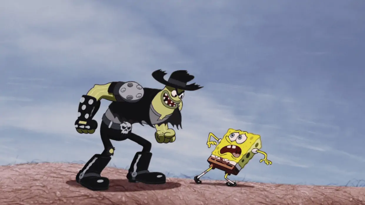 dennis the hitman threatening spongebob