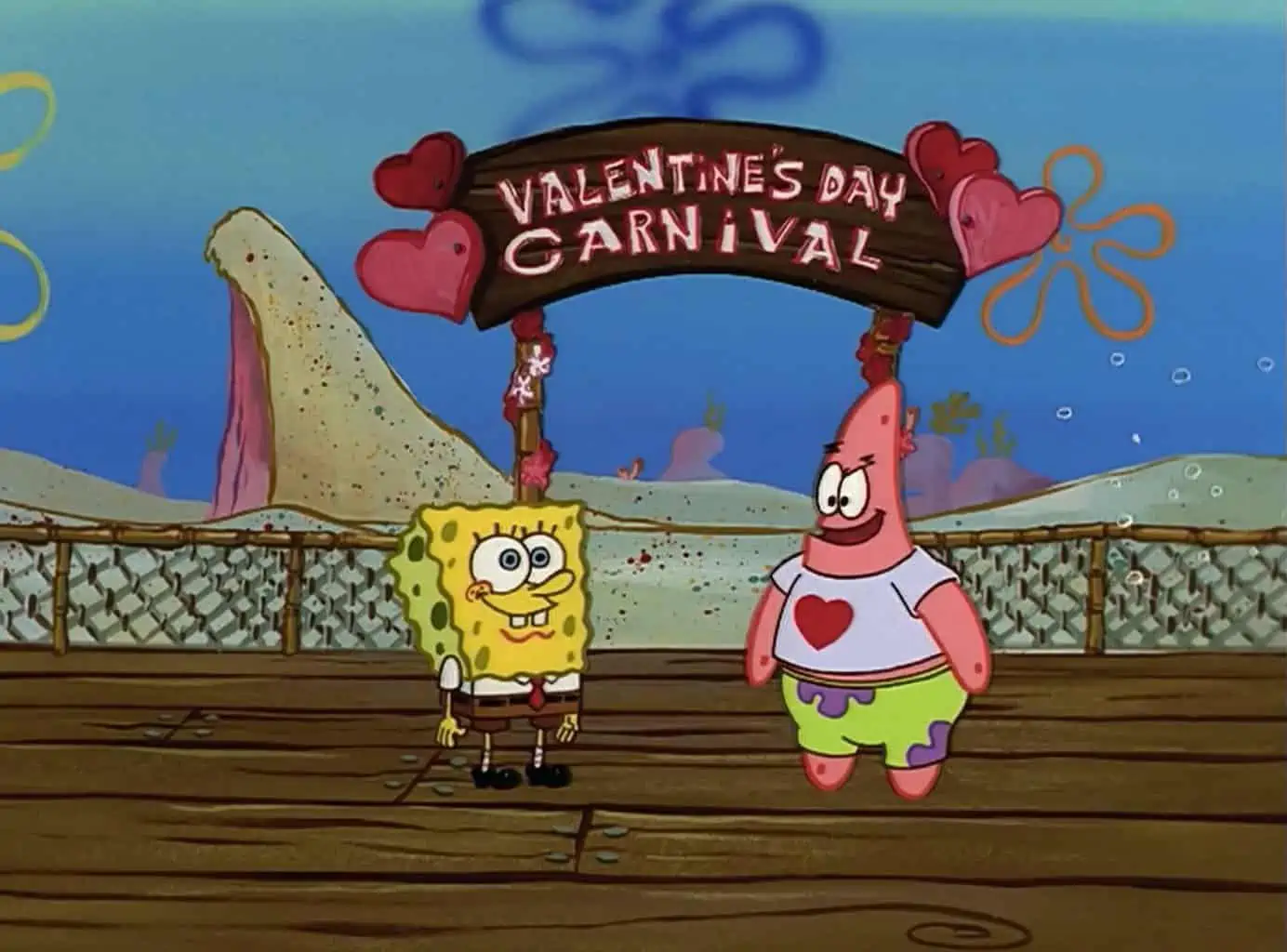 Patrick and SpongeBob at Valentine's Day Carnival