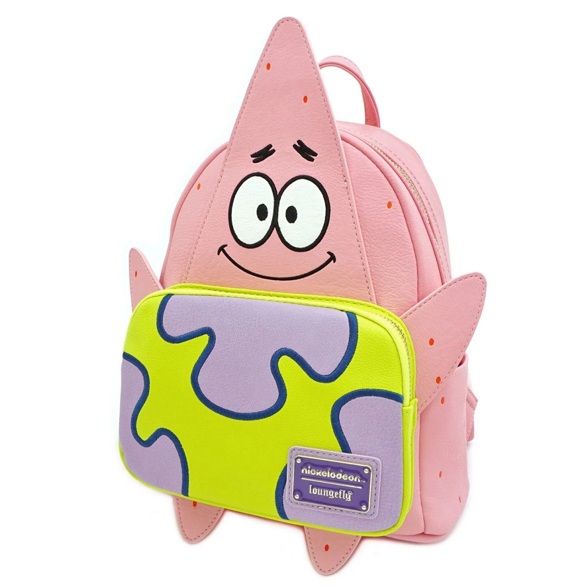 Patrick Mini Backpack - small pink checkered backpack with Patrick's face.