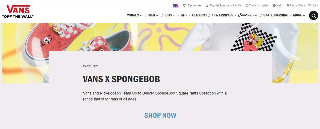 Vans Spongebob Website