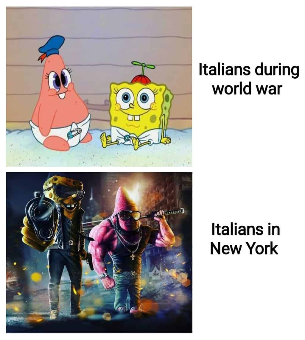 gangster spongebob italians in new york meme