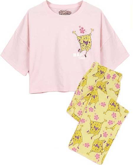 crop top spongebob pajama set